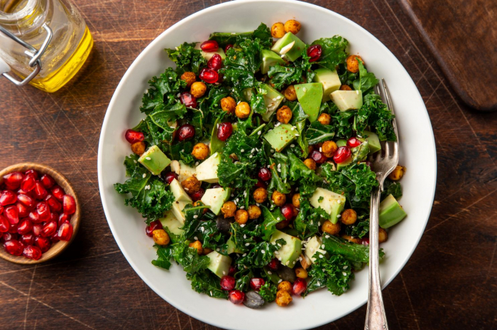 Image for Kale Pomegranate Salad with Tahini Dressing